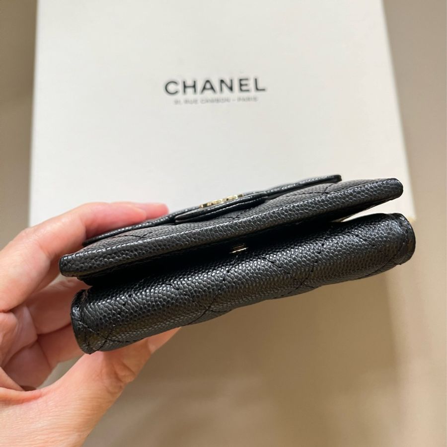 Chanel AP0230 黑色金釦迷你短夾-7