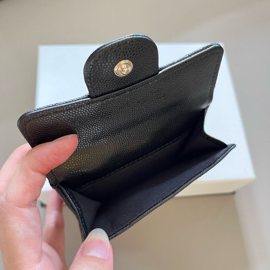 Chanel AP0230 黑色金釦迷你短夾-12