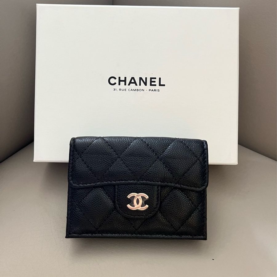 Chanel AP0230 黑色金釦迷你短夾-18