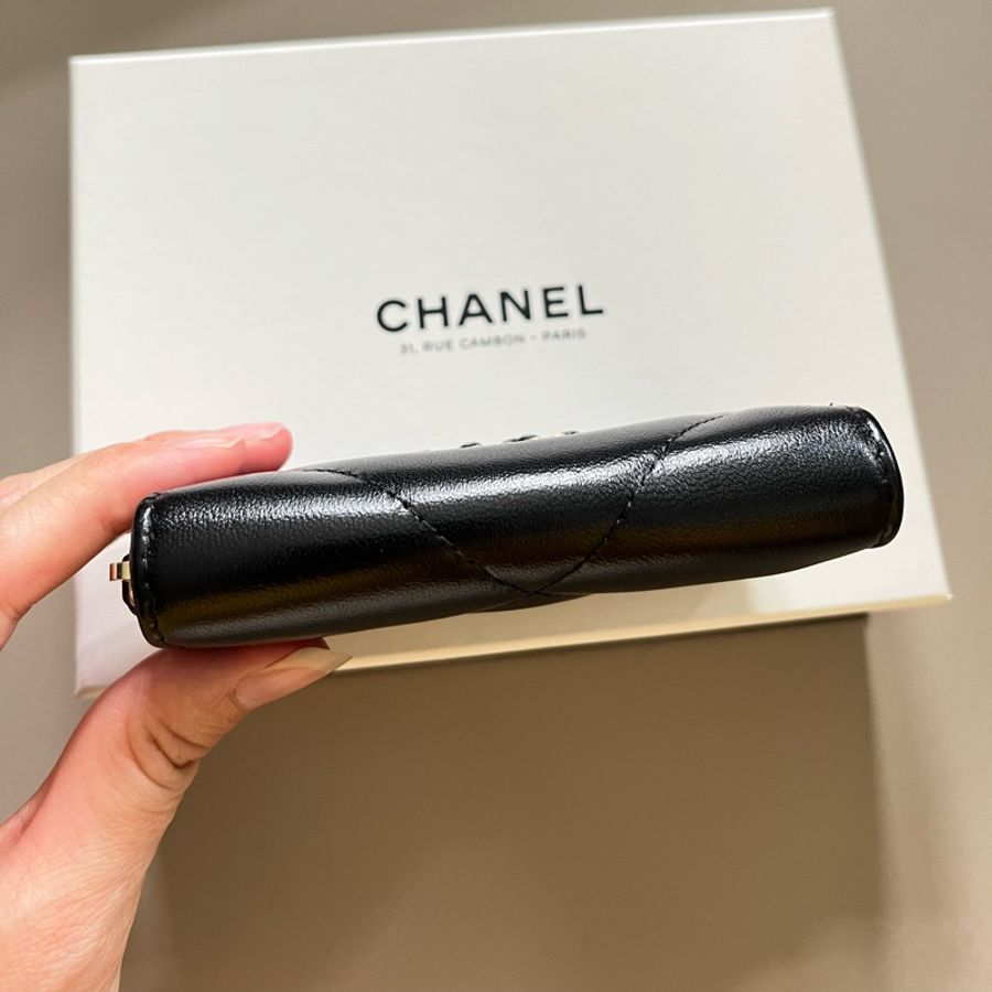 Chanel 19 黑色拉鍊零錢包-4