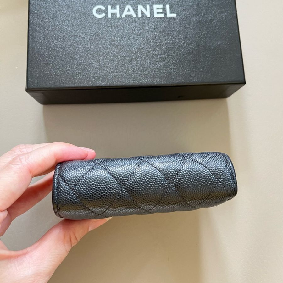 Chanel CF黑色金釦三折短夾-4