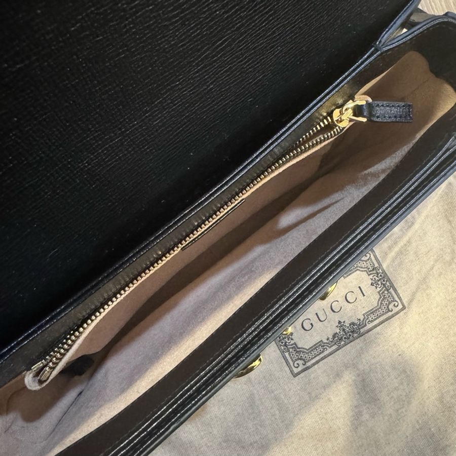 GUCCI 1955 HORSEBIT 馬銜扣包(大/黑色全皮)-3