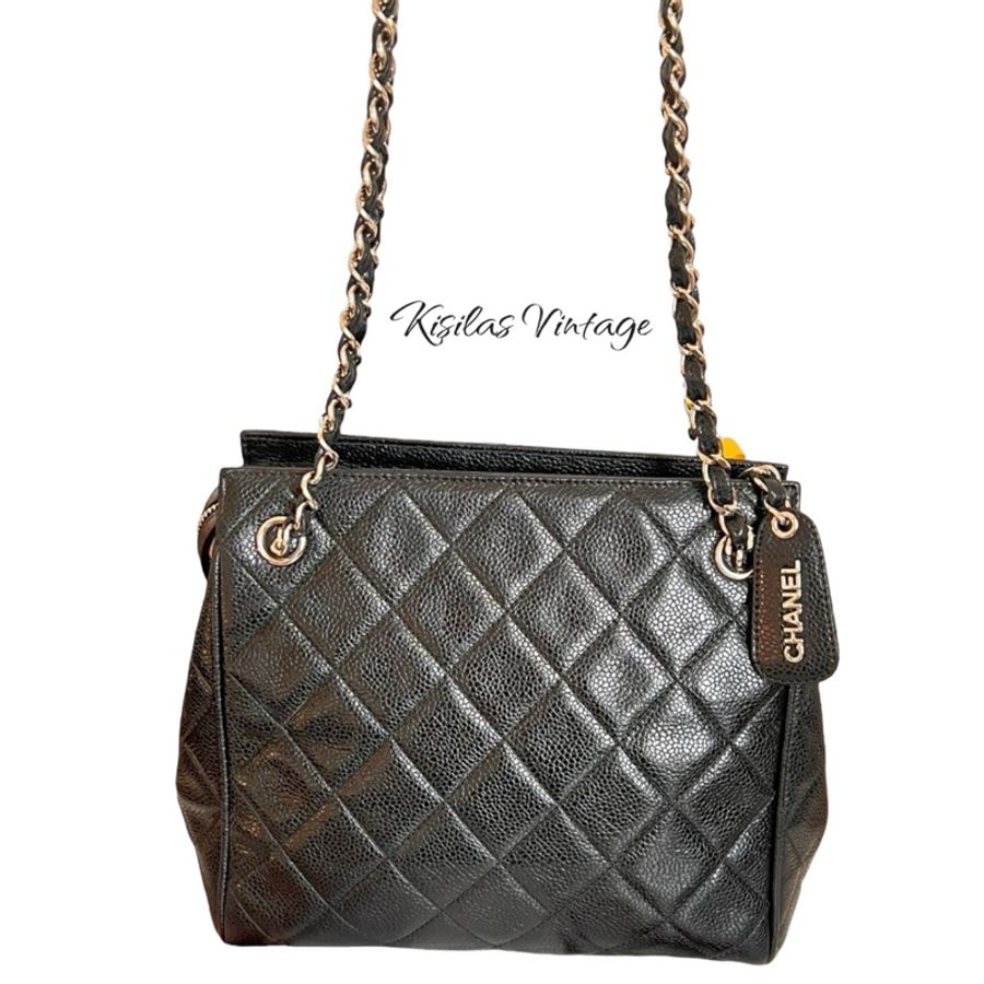 Chanel Caviar  tote bag 荔枝皮銀鏈-0