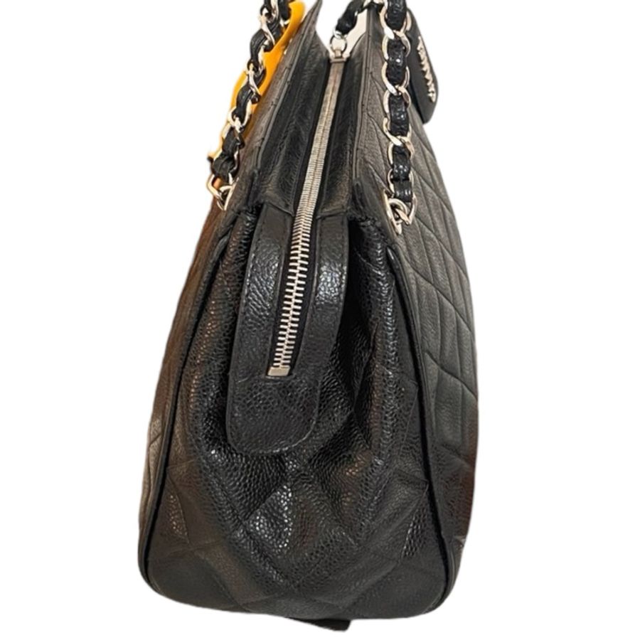 Chanel Caviar  tote bag 荔枝皮銀鏈-4