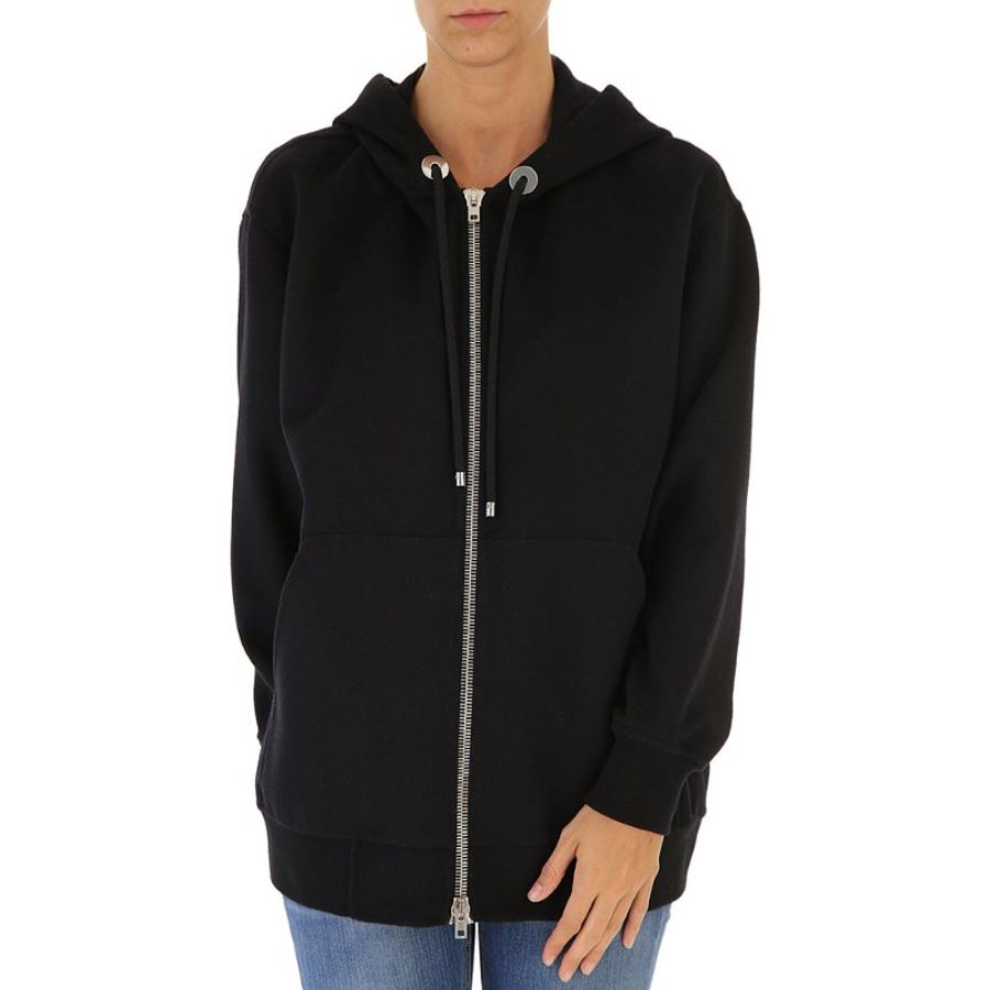 Alexander Wang Oversize 2 Way Zip Drawstring Hooded Jacket for Women in Black (1W272407C3-044-M)-2