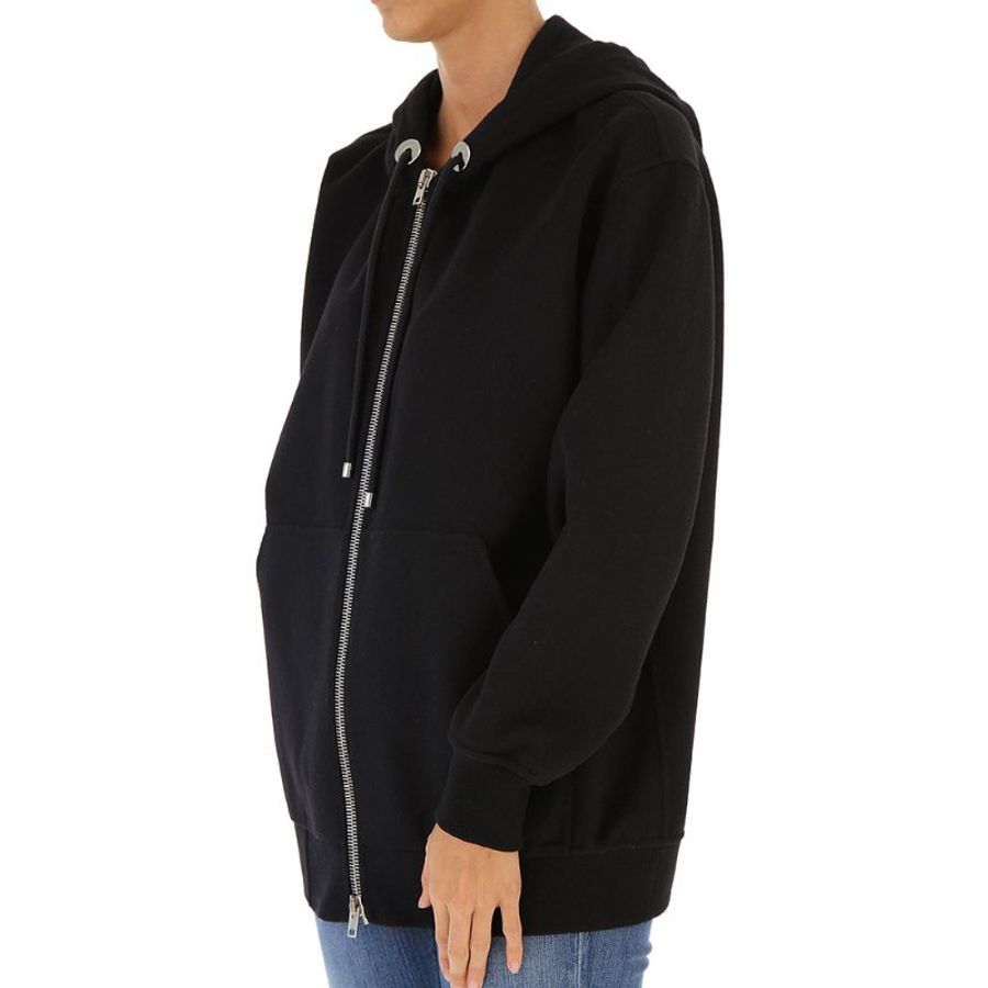 Alexander Wang Oversize 2 Way Zip Drawstring Hooded Jacket for Women in Black (1W272407C3-044-M)-3