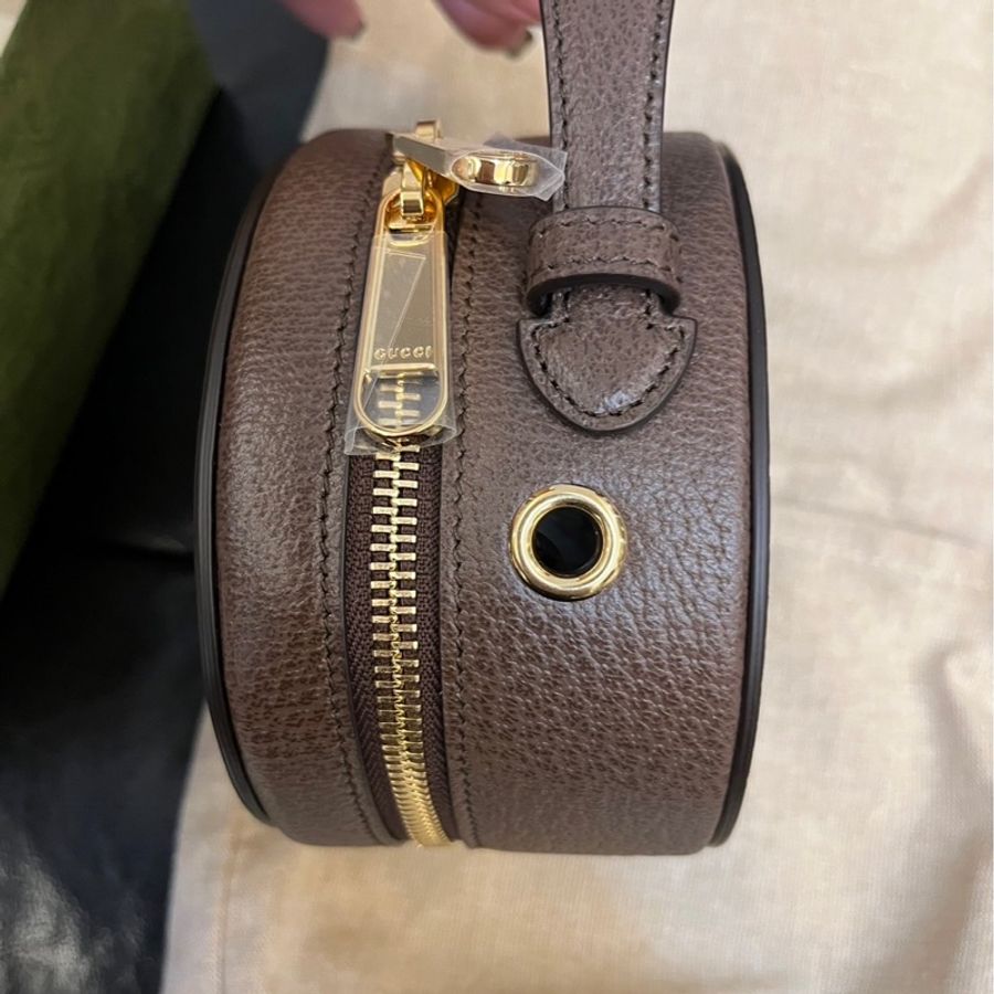 GUCCI 古馳 GG Ophidia mini 圓餅包肩背/斜背鏈包(綠紅)-7