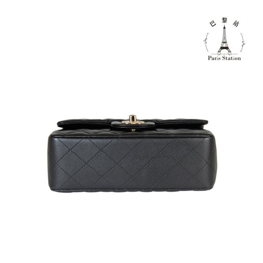 【巴黎站二手名牌專賣店】＊全新現貨＊CHANEL香奈兒真品＊AS2431 Coco Handle黑菱格羊皮淡金雙C手提鏈包-2