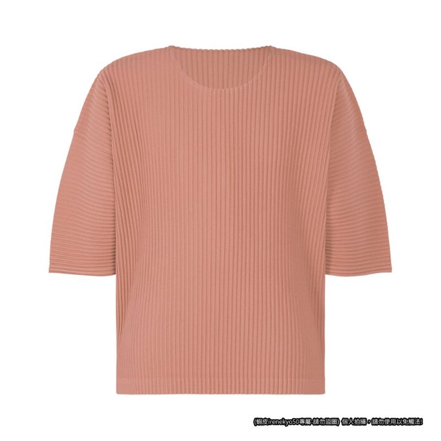 (全新)24年HOMME PLISSE鮭魚粉色短袖上衣 2號 ISSEY MIYAKE 三宅一生 專櫃正品-9