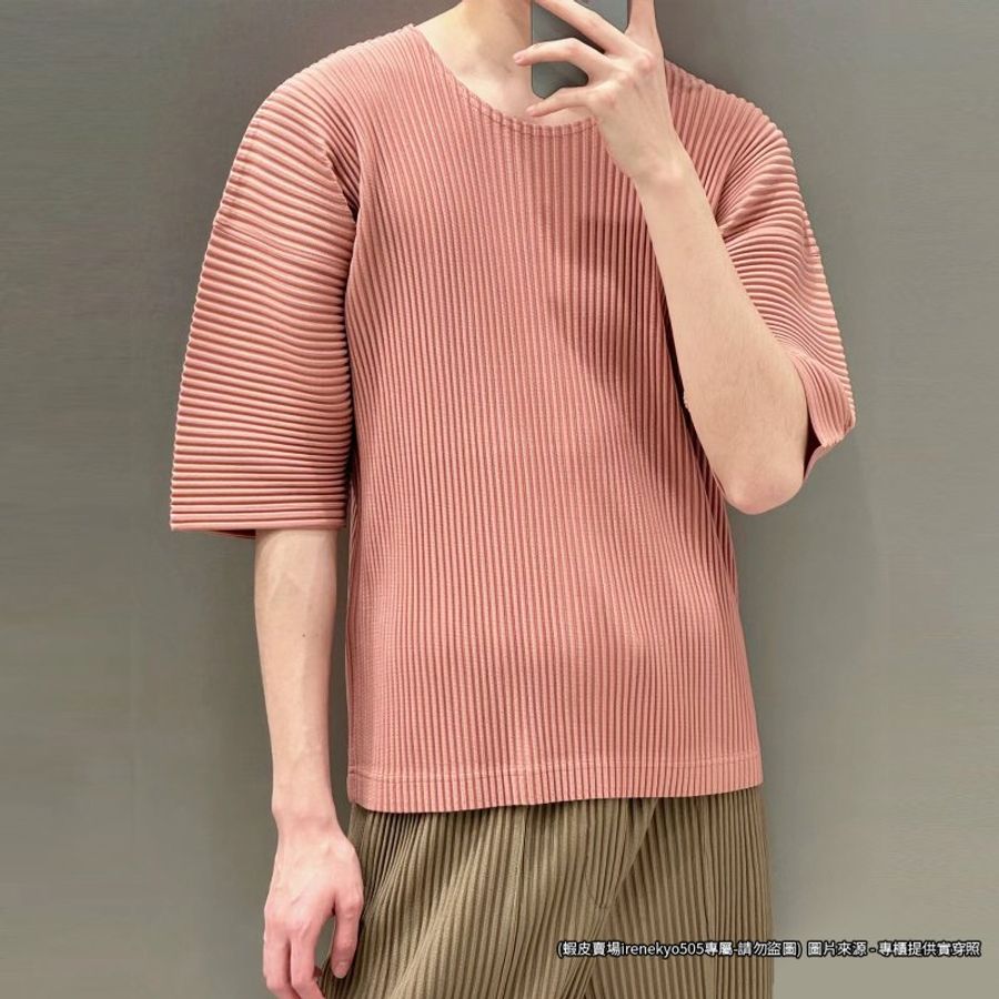 (全新)24年HOMME PLISSE鮭魚粉色短袖上衣 2號 ISSEY MIYAKE 三宅一生 專櫃正品-3