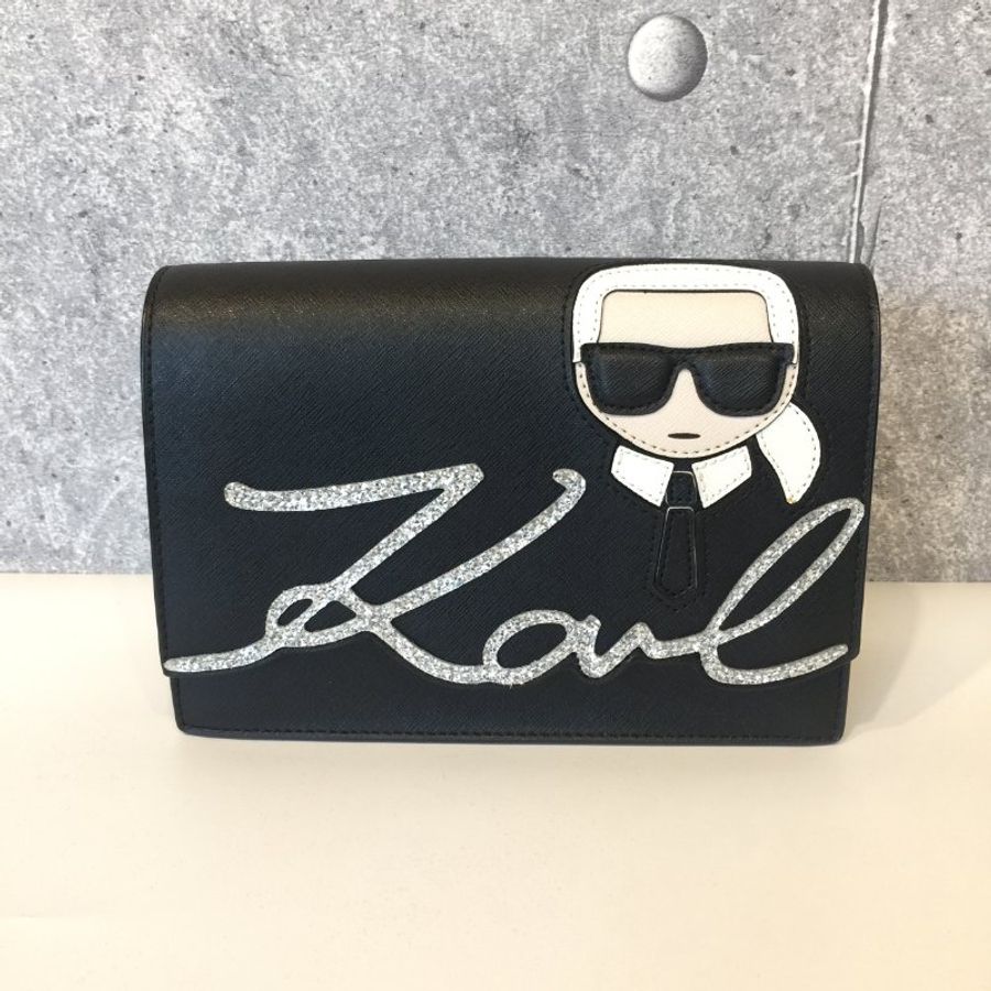 KARL LAGERFELD 黑色卡爾簽名鍊包 /斜背包-1