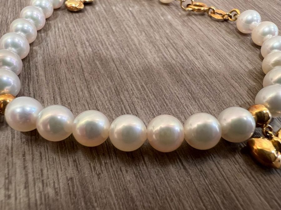 Mikimoto 18K金 蝴蝶結 5.5MM 珍珠 手鍊 手鐲-5