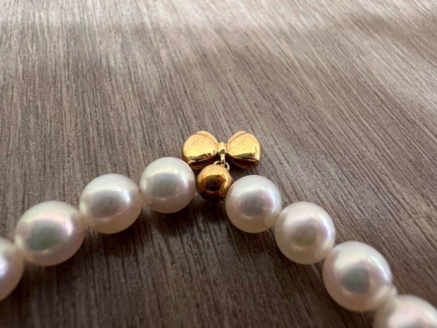 Mikimoto 18K金 蝴蝶結 5.5MM 珍珠 手鍊 手鐲-6