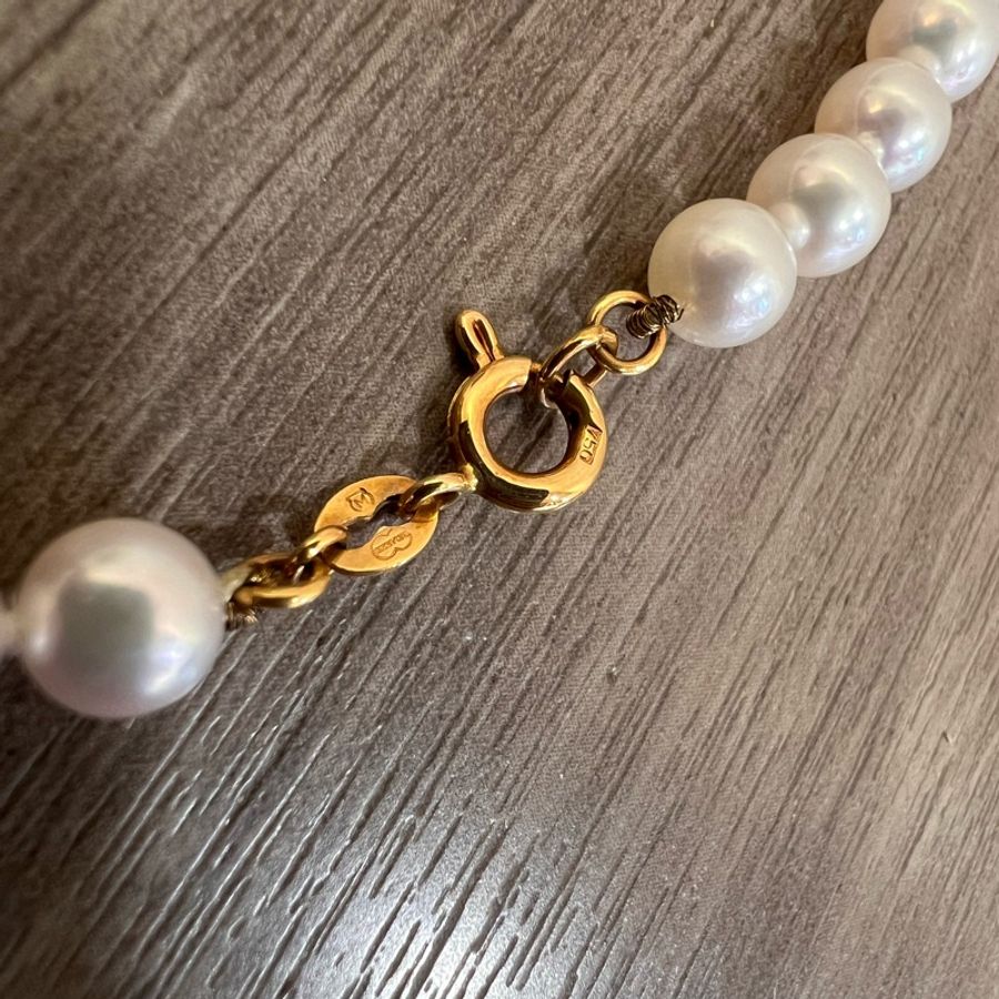 Mikimoto 18K金 蝴蝶結 5.5MM 珍珠 手鍊 手鐲-7