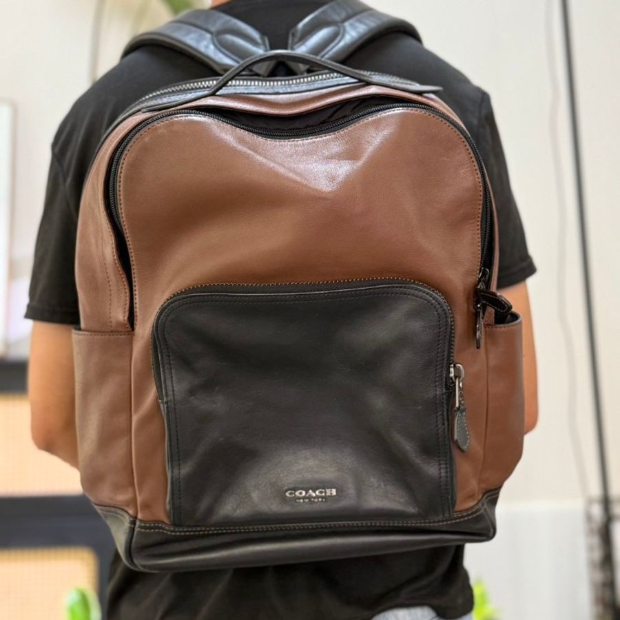 COACH 拼色牛皮後背包-0