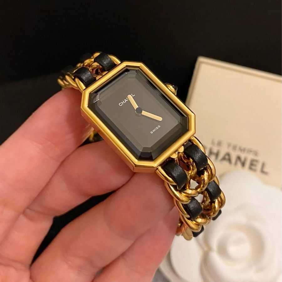 保證專櫃真品‼️M號 附保固‼️92成新 Chanel Premiere 香奈兒 首映錶 銀鏈 黑銀 黑金-2