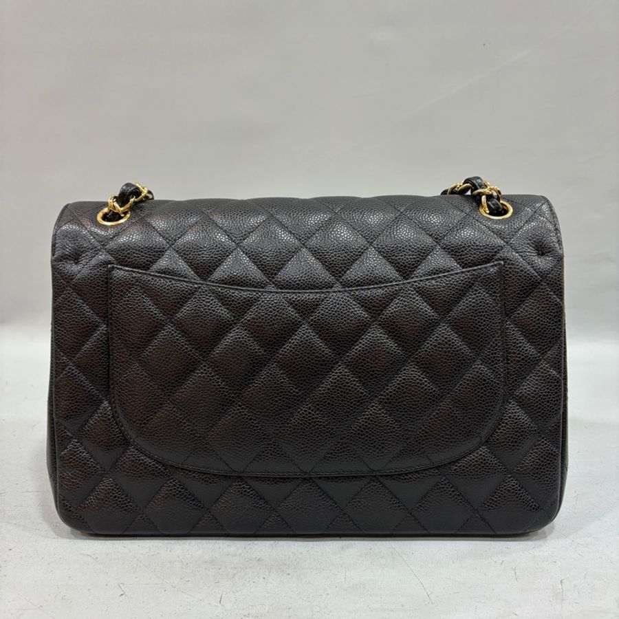 Chanel A58600黑金荔枝皮Coco Jumbo 30口蓋包-3