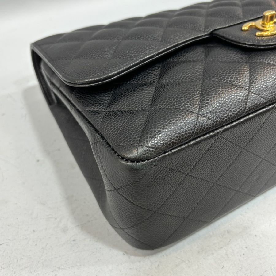 Chanel A58600黑金荔枝皮Coco Jumbo 30口蓋包-8