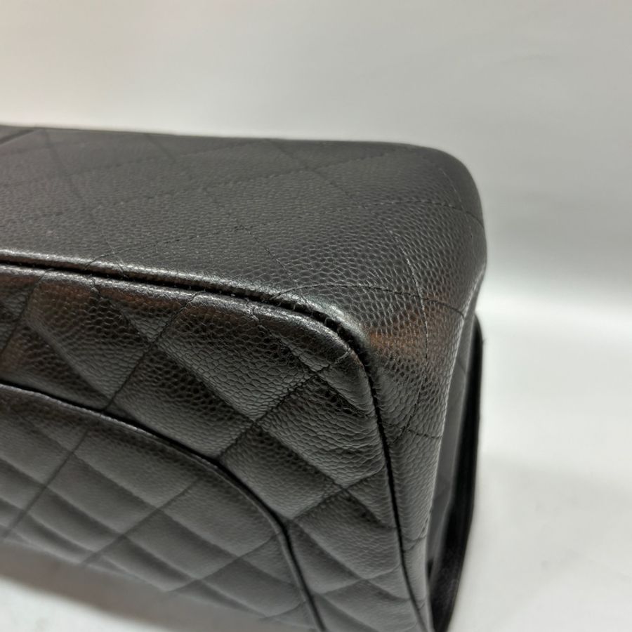 Chanel A58600黑金荔枝皮Coco Jumbo 30口蓋包-9