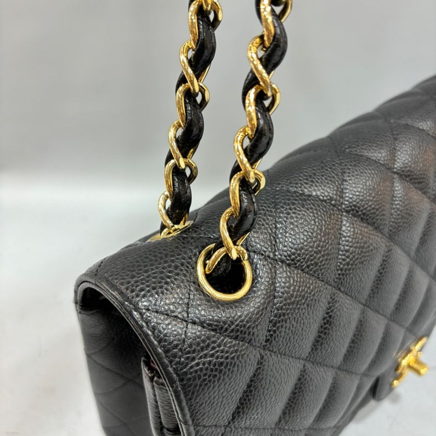 Chanel A58600黑金荔枝皮Coco Jumbo 30口蓋包-15