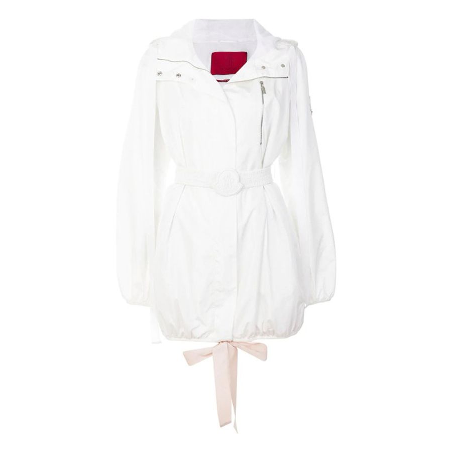 Moncler Belted Nylon Hooded Coat for Women in White (4910005-64140-002-2)-0