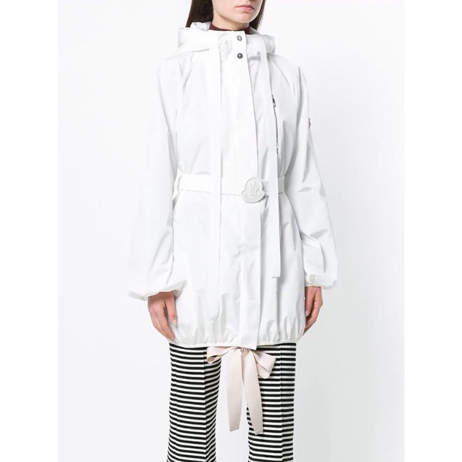 Moncler Belted Nylon Hooded Coat for Women in White (4910005-64140-002-2)-3
