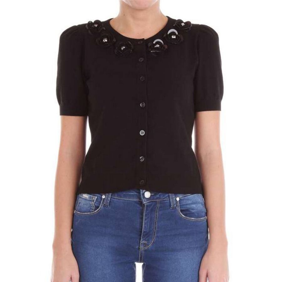 Moschino Flora Sequin Embellished Cardigan for Women in Black (A0910-1101-555-38)-0