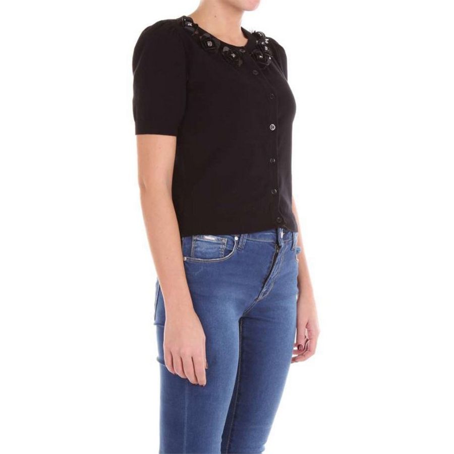 Moschino Flora Sequin Embellished Cardigan for Women in Black (A0910-1101-555-38)-2