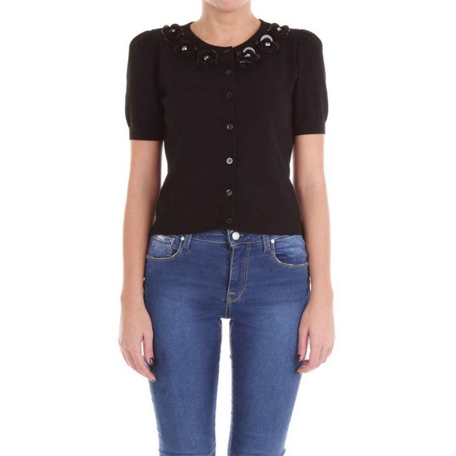 Moschino Flora Sequin Embellished Cardigan for Women in Black (A0910-1101-555-38)-3