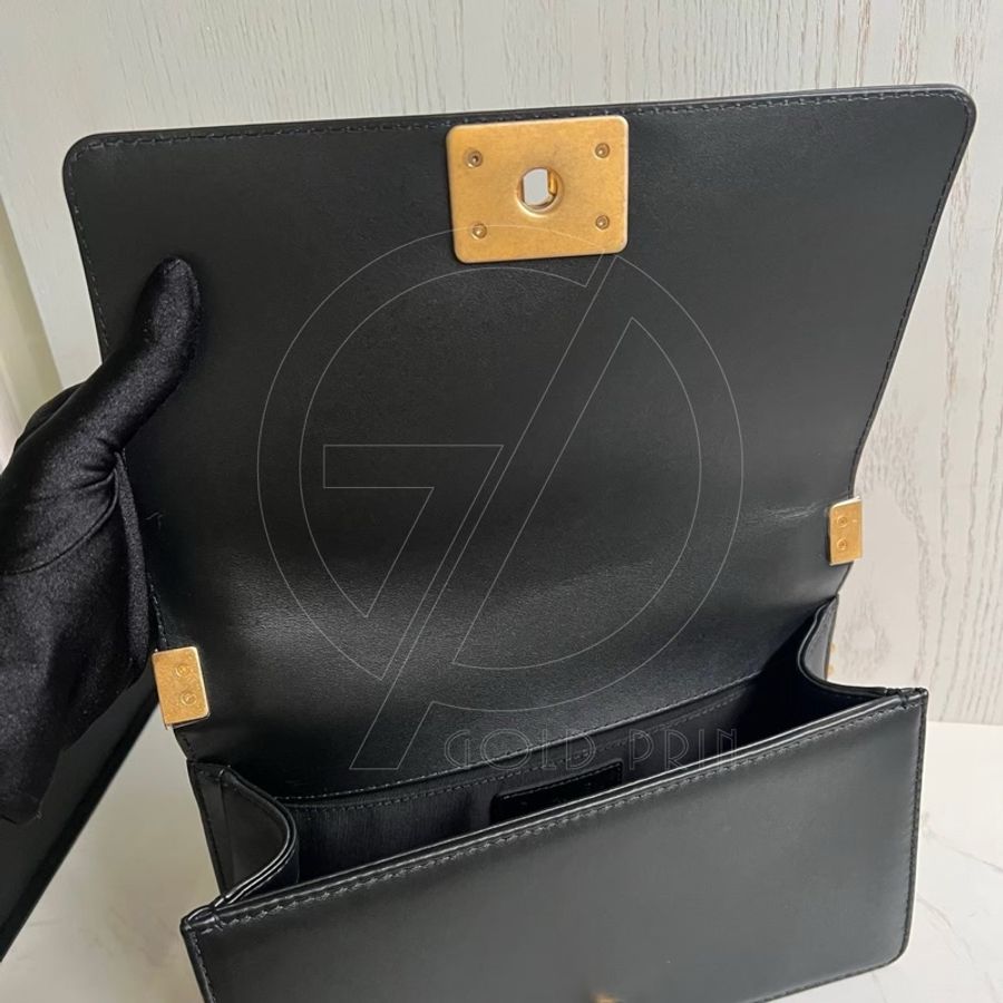 CHANEL BOY 25 手把口蓋包 金、釦錬-26