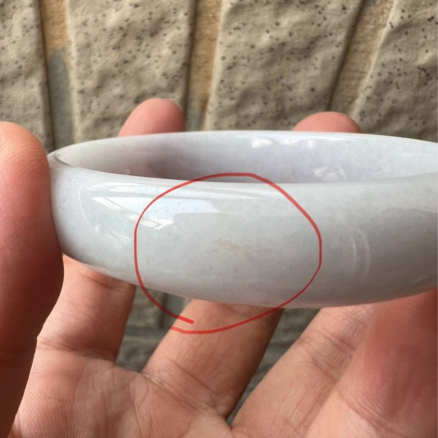 天然緬甸A貨翡翠~淡紫底白月光貴妃手鐲-10