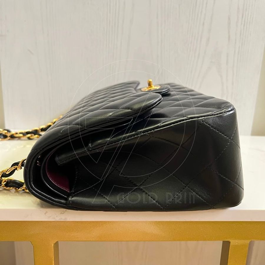 Chanel 經典口蓋包 CF 30 金釦、鍊/黑色 羊皮-11