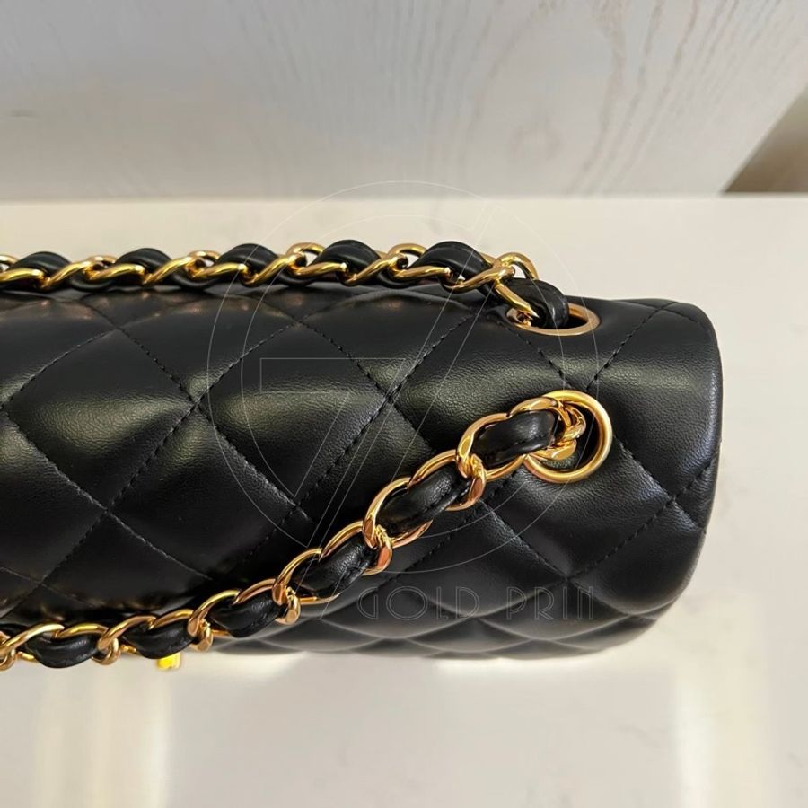 Chanel 經典口蓋包 CF 30 金釦、鍊/黑色 羊皮-36