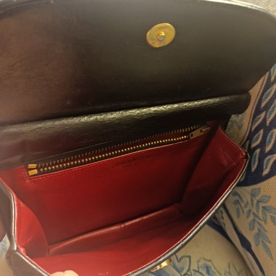 Chanel vintage 黑色小羊皮雙面包-4