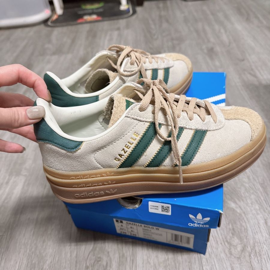 23.5 Adidas Originals Gazelle Bold 愛迪達厚底鞋ID7056 復古綠-0