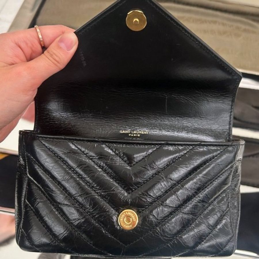 Saint Laurent 779430 YSL 迷你 College 學院包 黑色/金鍊《2024季度新品》-4