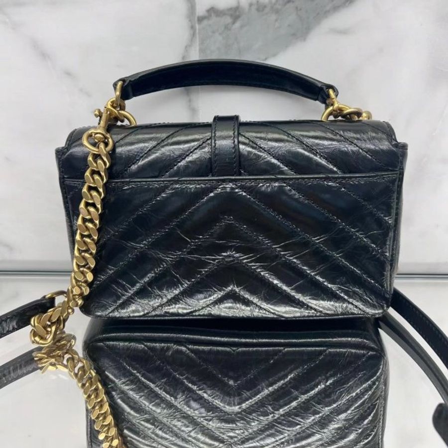 Saint Laurent 779430 YSL 迷你 College 學院包 黑色/金鍊《2024季度新品》-7