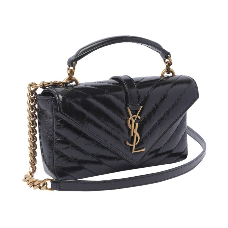 Saint Laurent 779430 YSL 迷你 College 學院包 黑色/金鍊《2024季度新品》-13
