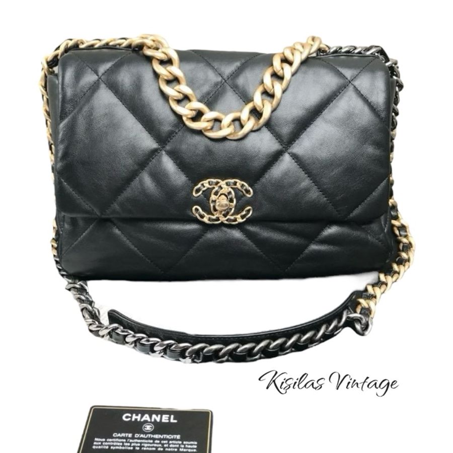 Chanel 19 bag medium 黑金中號-0