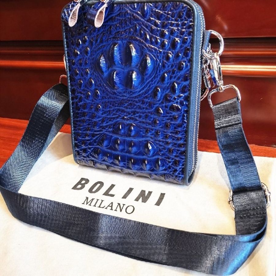 Italy限量超低價/原價3萬8/全新義大利製/BOLINI側背+肩背包/頂級牛皮壓花鱷魚紋-0