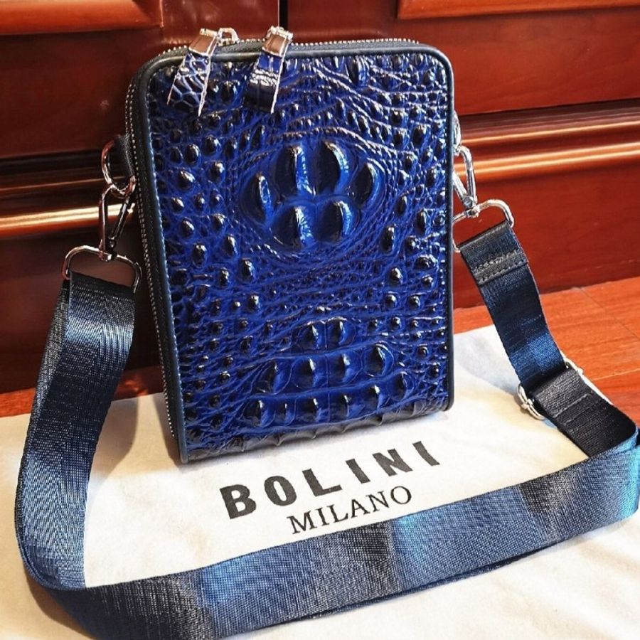 Italy限量超低價/原價3萬8/全新義大利製/BOLINI側背+肩背包/頂級牛皮壓花鱷魚紋-4