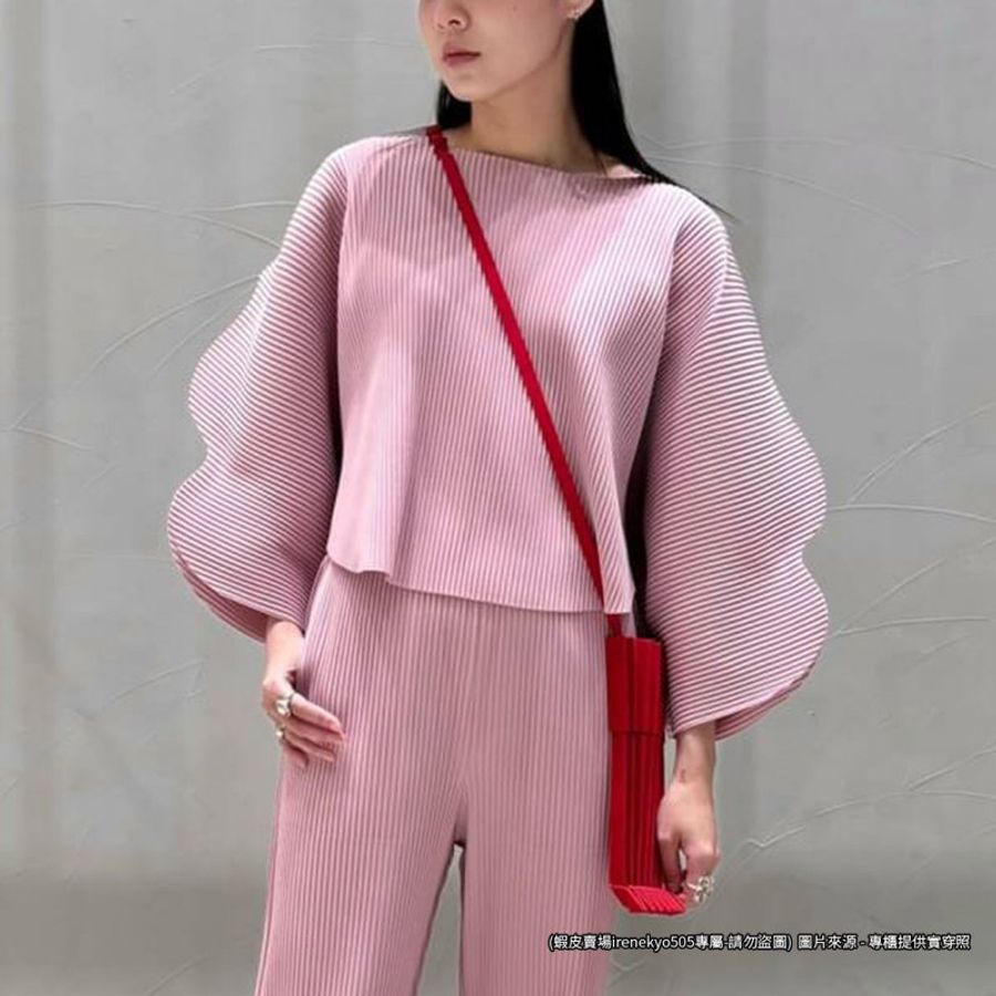 (全新特價) me ISSEY MIYAKE 木炭灰色圓領長袖上衣/花瓣縐褶 APOC系列 三宅一生 專櫃正品-5