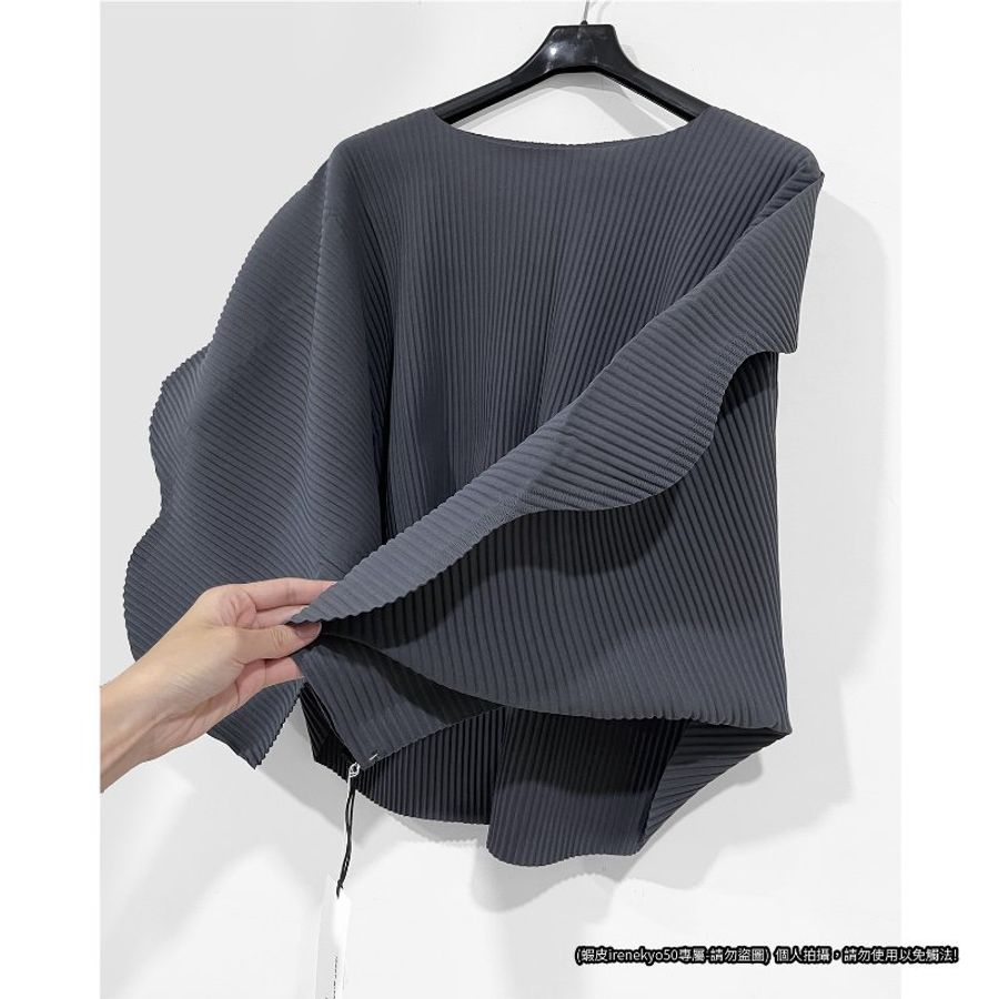 (全新特價) me ISSEY MIYAKE 木炭灰色圓領長袖上衣/花瓣縐褶 APOC系列 三宅一生 專櫃正品-9