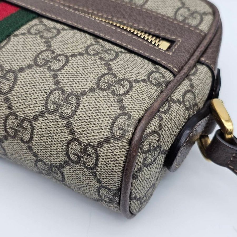 GUCCI 古馳 卡其咖 防水布 紅綠條 Ophidia GG Supreme 迷你 相機包/斜背包-4