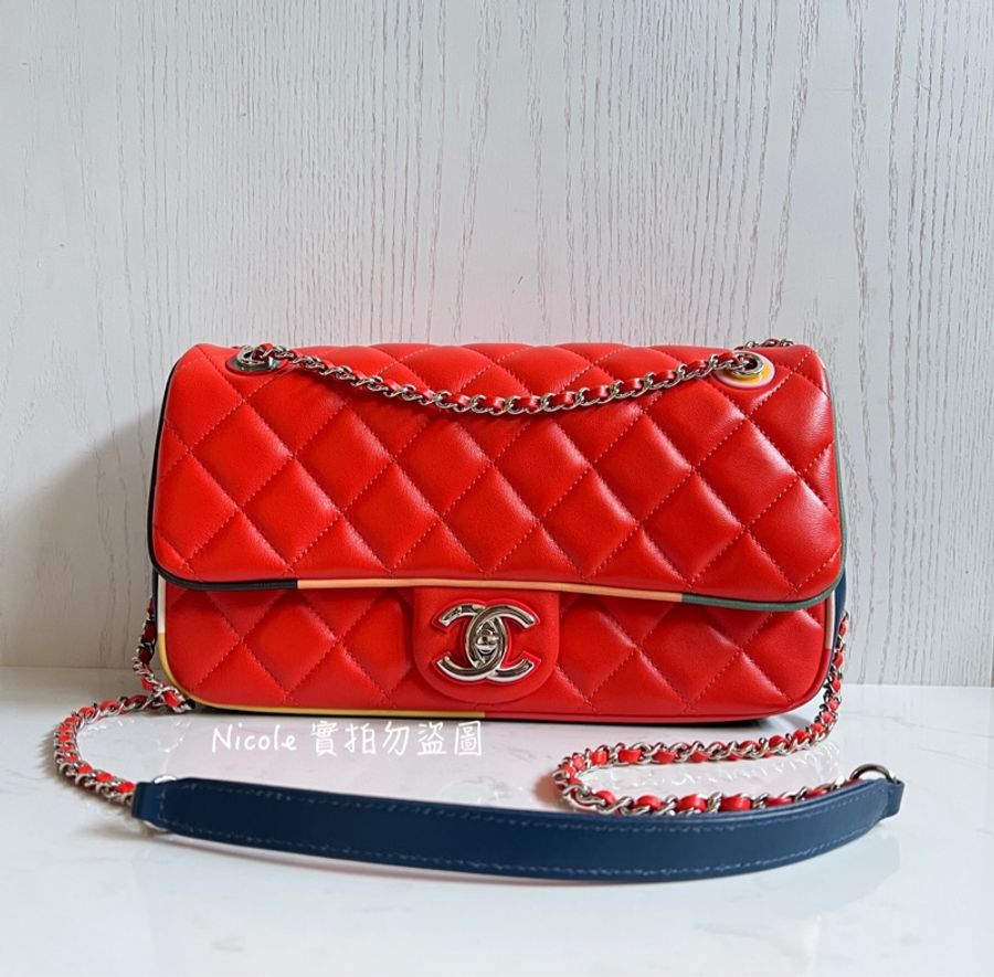 Chanel Flap Bags 25 拼色鑲邊翻口蓋包❤️-1