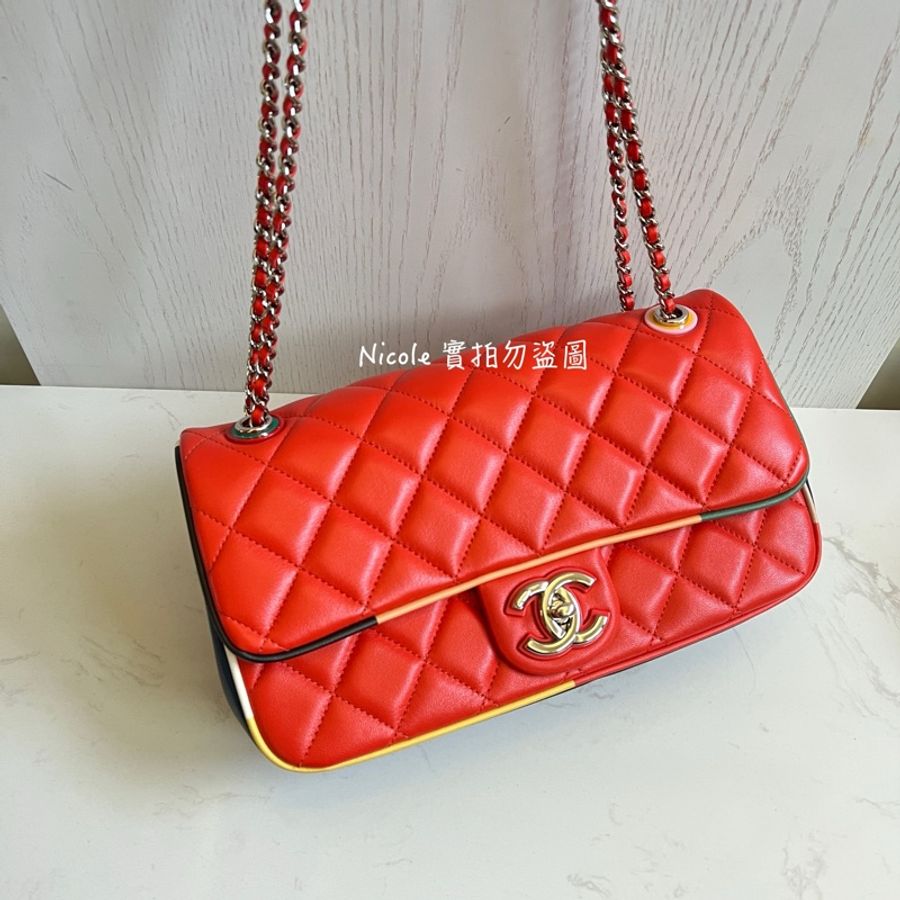 Chanel Flap Bags 25 拼色鑲邊翻口蓋包❤️-4