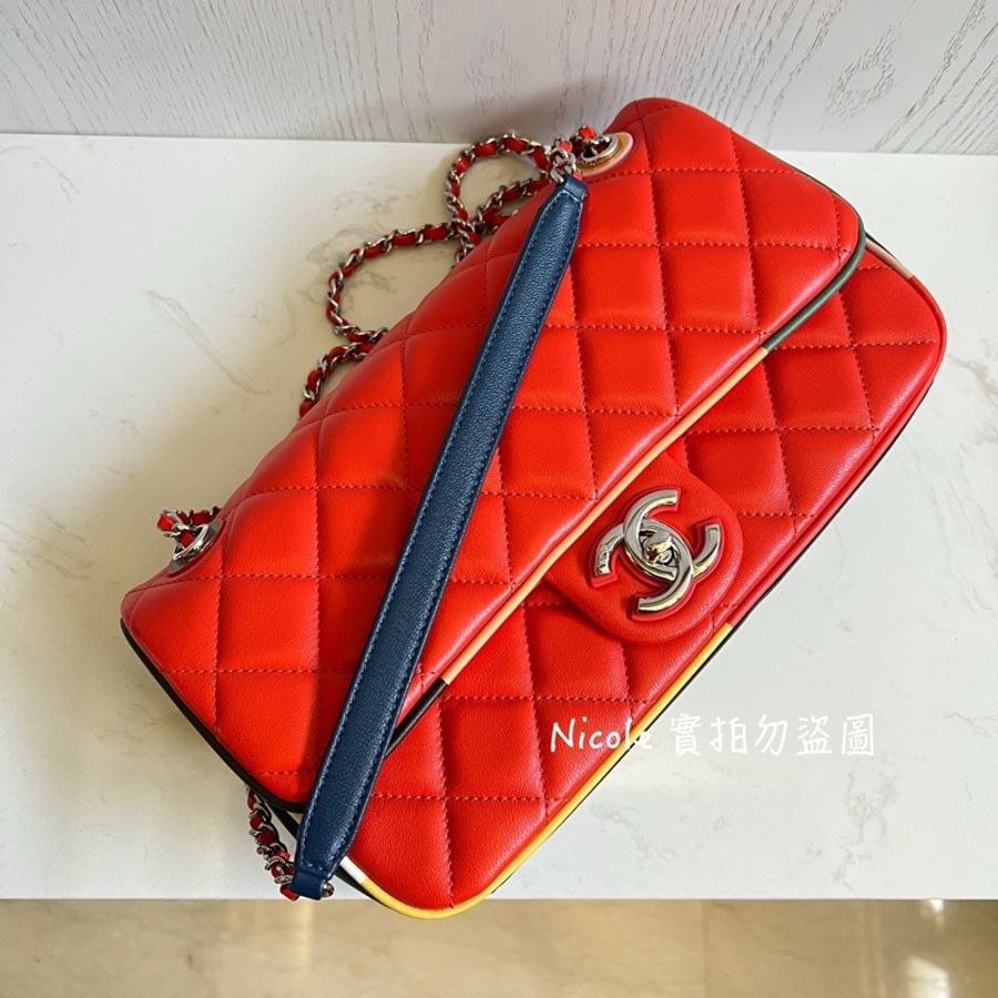 Chanel Flap Bags 25 拼色鑲邊翻口蓋包❤️-12