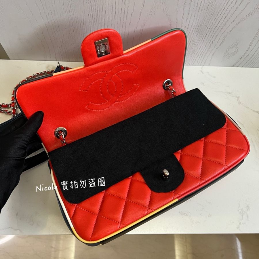 Chanel Flap Bags 25 拼色鑲邊翻口蓋包❤️-18