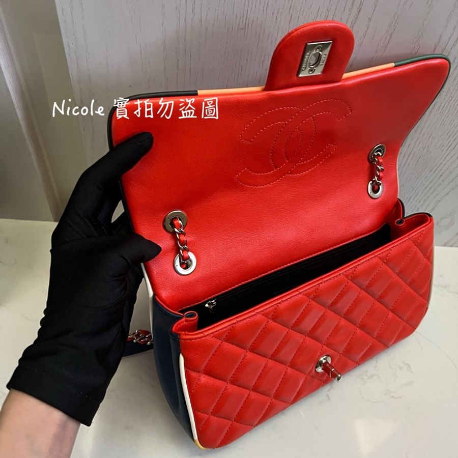 Chanel Flap Bags 25 拼色鑲邊翻口蓋包❤️-33