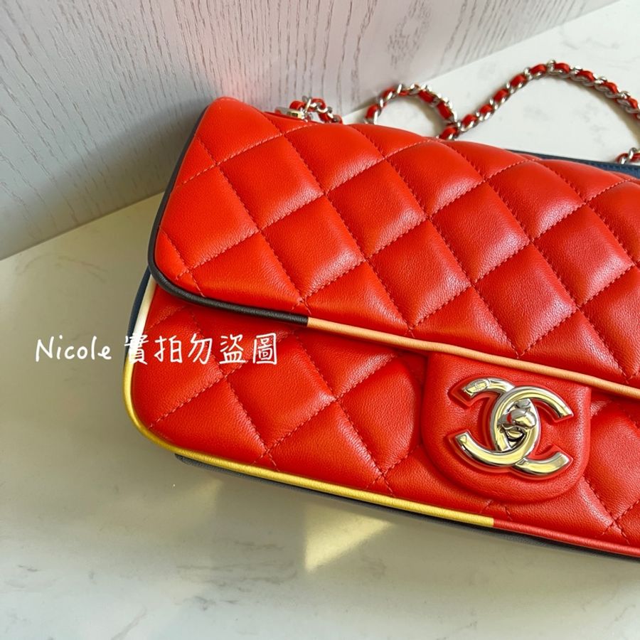 Chanel Flap Bags 25 拼色鑲邊翻口蓋包❤️-50